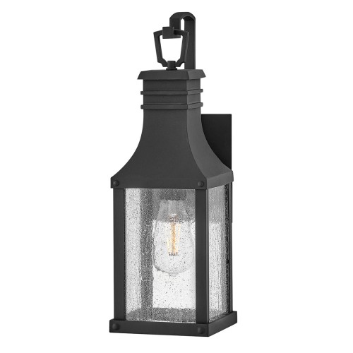 Lampa zewnętrzna Mała latarnia naścienna Beacon Hill HK-BEACON-HILL-S-MB Elstead Lighting 1xE27 60W Aluminium, przezroczyste szkło z bąbelkami powietrza Czarny