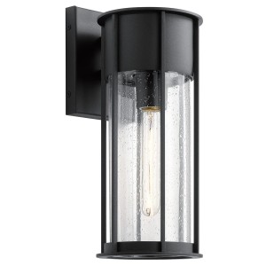 Lampa zewnętrzna Średnia latarnia naścienna Camillo KL-CAMILLO-M-TBK Elstead Lighting 1xE27 60W Aluminium, przezroczyste szkło z bąbelkami powietrza Czarny