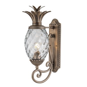 Lampa zewnętrzna Średnia latarnia naścienna Plantation HK-PLANTATION-M-BU Elstead Lighting 1xE27 40W Aluminium, przezroczyste szkło optyczne Brązowy
