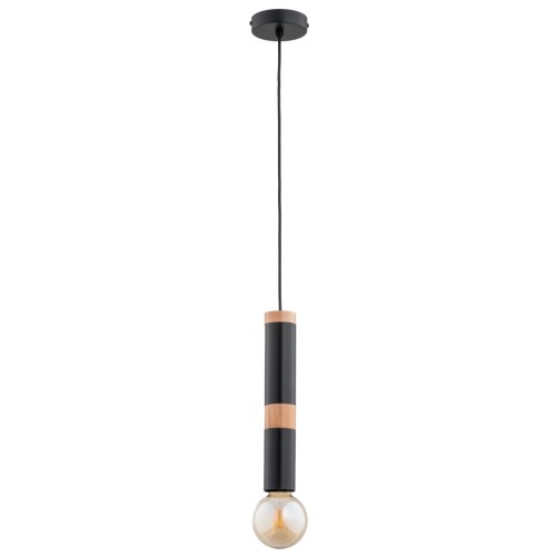 Lampa wisząca Akord 60950 Alfa 1xE27 LED Drewno/Tworzywo Czarny - Jasne Drewno