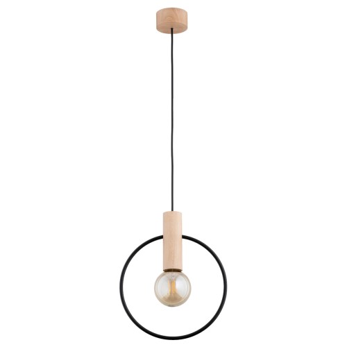 Lampa wisząca Labo 61135 Alfa 1xE27 LED Drewno/Metal Czarny - Jasne Drewno