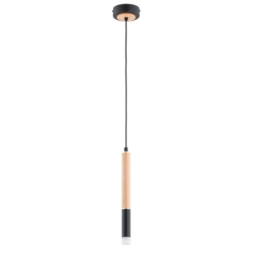 Lampa wisząca Rodeo 61330 Alfa 1xG9 LED Metal/Drewno Czarny - Złoty - Jasne Drewno
