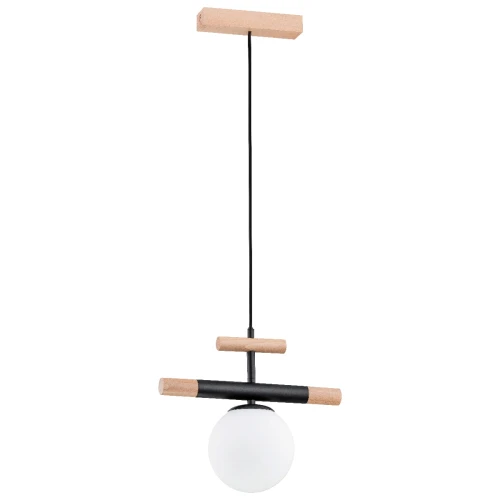 Lampa wisząca Trendy 60925 Alfa 1xE14 LED Drewno/Tworzywo Czarny - Jasne Drewno
