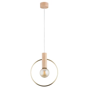 Lampa wisząca Labo 61140 Alfa 1xE27 LED Drewno/Metal Jasne Drewno - Złoto