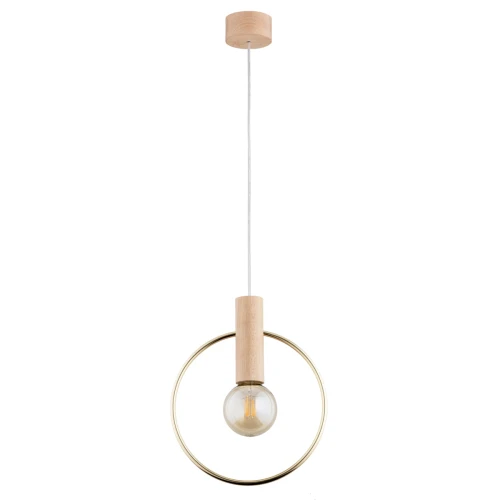 Lampa wisząca Labo 61140 Alfa 1xE27 LED Drewno/Metal Jasne Drewno - Złoto