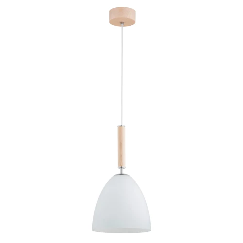 Lampa wisząca Tavos 61209 Alfa 1xE27 LED Drewno/Metal Jasne Drewno - Chrom