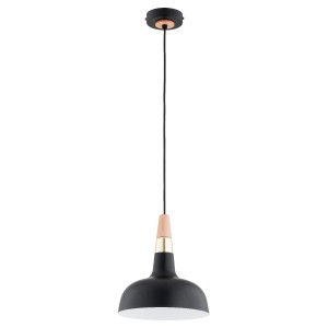 Lampa wisząca Rodos 61389 Alfa 1xE27 LED Metal/Drewno Czarny - Złoty - Jasne Drewno