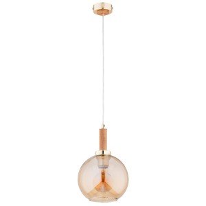 Lampa wisząca Hetty 61393 Alfa 1xE27 LED Metal/Drewno Jasne Drewno - Złoto