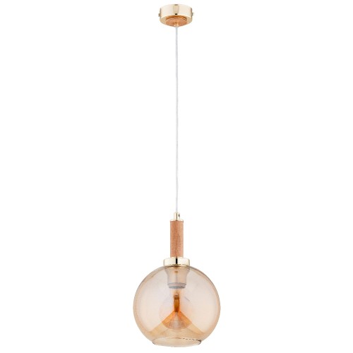 Lampa wisząca Hetty 61393 Alfa 1xE27 LED Metal/Drewno Jasne Drewno - Złoto