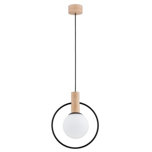 Lampa wisząca Labo 61137 Alfa 1xE14 LED Drewno/Metal Czarny - Jasne Drewno