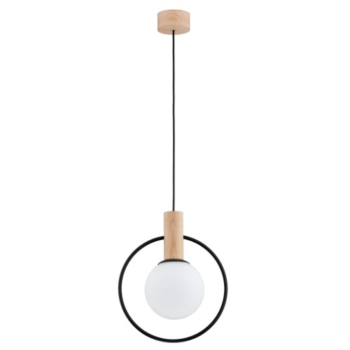 Lampa wisząca Labo 61137 Alfa 1xE14 LED Drewno/Metal Czarny - Jasne Drewno