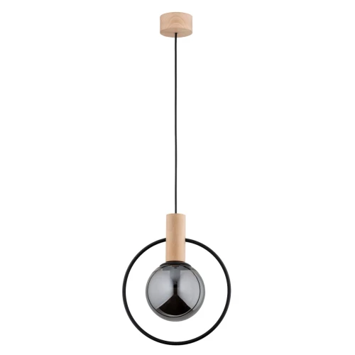 Lampa wisząca Labo 61136 Alfa 1xE14 LED Drewno/Metal Czarny - Jasne Drewno