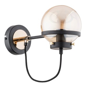Lampa ścienna Kinkiet Vesta 25980 Alfa 1xE14 LED Metal/Szkło Czarny - Złoty