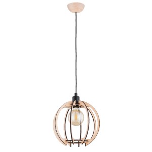 Lampa wisząca Tommy 61406 Alfa 1xE27 LED Drewno/Metal Jasne Drewno - Czarny
