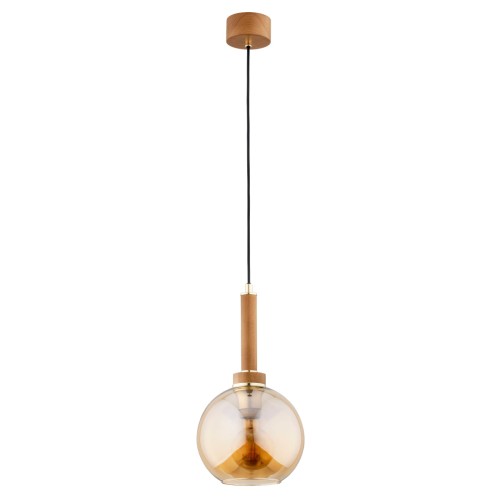 Lampa wisząca Balerina 61197 Alfa 1xE27 LED Drewno/Metal Jasne Drewno - Złoto