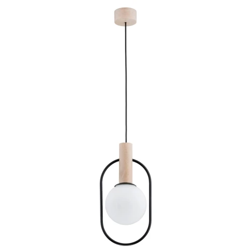 Lampa wisząca Miki 61151 Alfa 1xE14 LED Drewno/Metal Czarny - Jasne Drewno