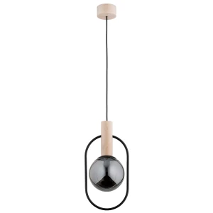 Lampa wisząca Niki 61154 Alfa 1xE14 LED Drewno/Metal Czarny - Jasne Drewno