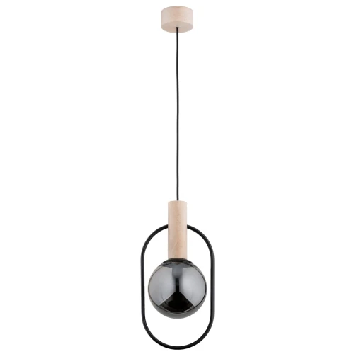 Lampa wisząca Niki 61154 Alfa 1xE14 LED Drewno/Metal Czarny - Jasne Drewno