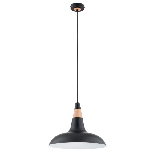 Lampa wisząca Doro 61360 Alfa 1xE27 LED Metal/Drewno Jasne Drewno - Czarny