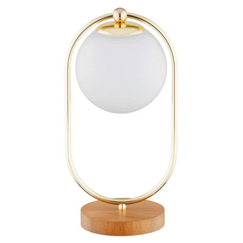 Lampa stojąca stołowa Oval 9438 Alfa 1xE14 LED Metal/Drewno Jasne Drewno - Złoto