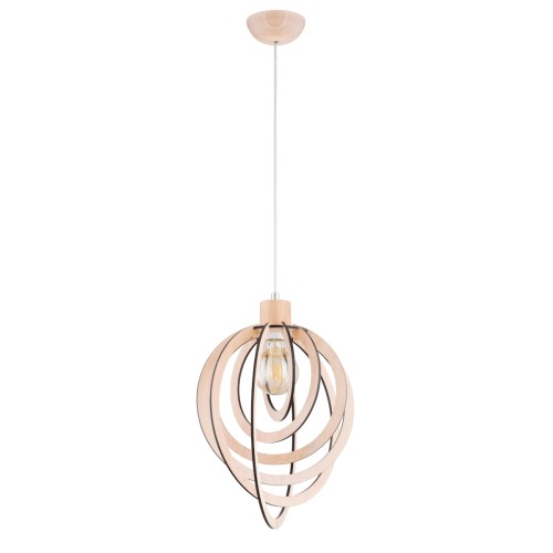 Lampa wisząca Solina 61372 Alfa 1xE27 LED Drewno Jasne Drewno