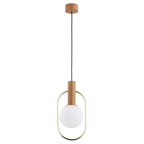 Lampa wisząca Modi 61152 Alfa 1xE14 LED Drewno/Metal Jasne Drewno - Złoto