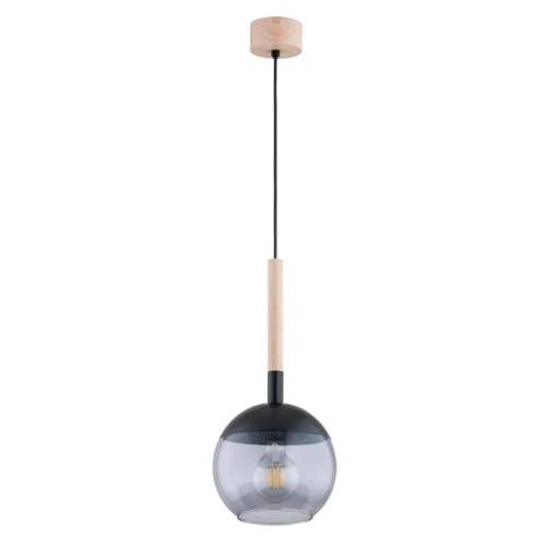 Lampa wisząca Ranczo 61207 Alfa 1xE27 LED Drewno/Metal Jasne Drewno - Czarny