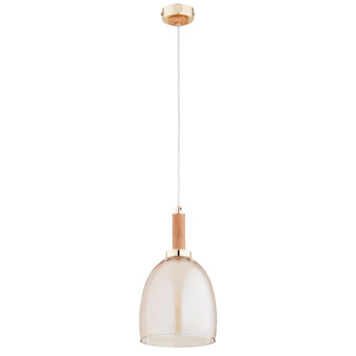 Lampa wisząca Lissy 61397 Alfa 1xE27 LED Metal/Drewno Jasne Drewno - Złoto