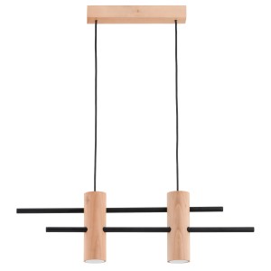 Lampa wisząca Czerin 62531 Alfa 2xGu10 LED Drewno/Metal Jasne Drewno - Czarny