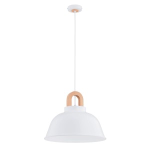 Lampa wisząca Vayper 61343 Alfa 1xE27 LED Metal/Drewno Biały-Złoty- Jasne Drewno