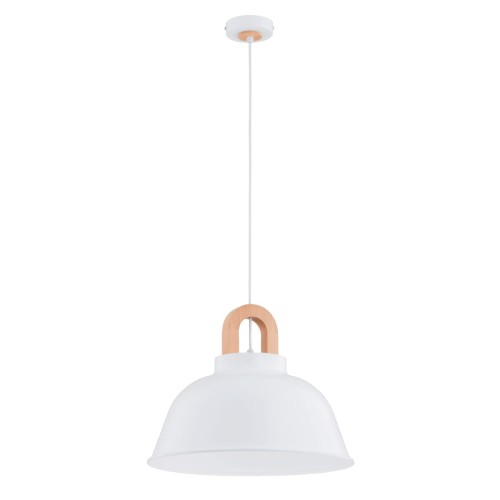 Lampa wisząca Vayper 61343 Alfa 1xE27 LED Metal/Drewno Biały-Złoty- Jasne Drewno