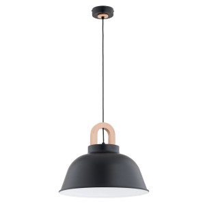 Lampa wisząca Vayper 61342 Alfa 1xE27 LED Metal/Drewno Czarny - Jasne Drewno