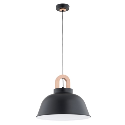 Lampa wisząca Vayper 61342 Alfa 1xE27 LED Metal/Drewno Czarny - Jasne Drewno