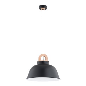 Lampa wisząca Vayper 61344 Alfa 1xE27 LED Metal/Drewno Czarny - Jasne Drewno