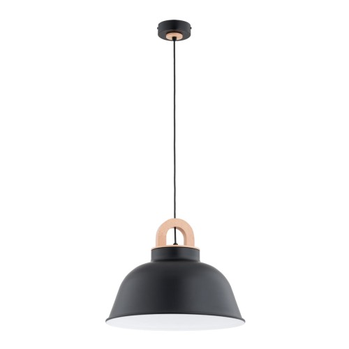 Lampa wisząca Vayper 61344 Alfa 1xE27 LED Metal/Drewno Czarny - Jasne Drewno