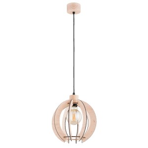 Lampa wisząca Iskra 61394 Alfa 1xE27 LED Drewno/Tworzywo Czarny - Jasne Drewno