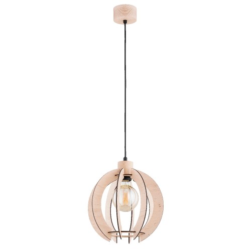 Lampa wisząca Iskra 61394 Alfa 1xE27 LED Drewno/Tworzywo Czarny - Jasne Drewno