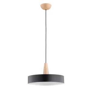 Lampa wisząca Dakota 61263 Alfa 1xE27 LED Metal/Drewno Czarny - Jasne Drewno
