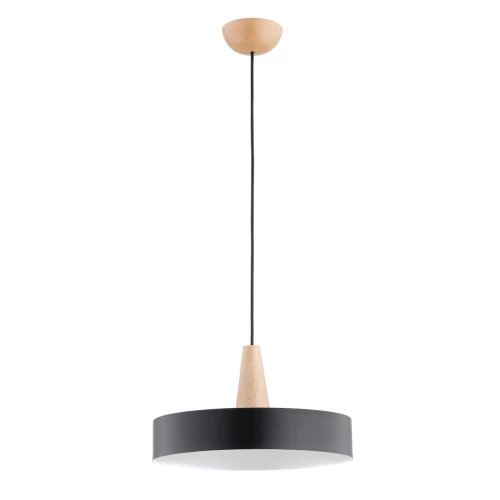 Lampa wisząca Dakota 61263 Alfa 1xE27 LED Metal/Drewno Czarny - Jasne Drewno