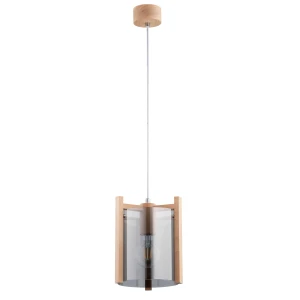 Lampa wisząca Lozana 61288 Alfa 1xE27 LED Drewno/Metal Jasne Drewno - Chrom