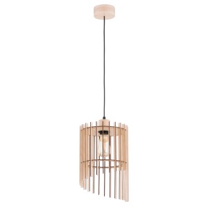 Lampa wisząca Solana 61367 Alfa 1xE27 LED Drewno/Tworzywo Jasne Drewno - Czarny