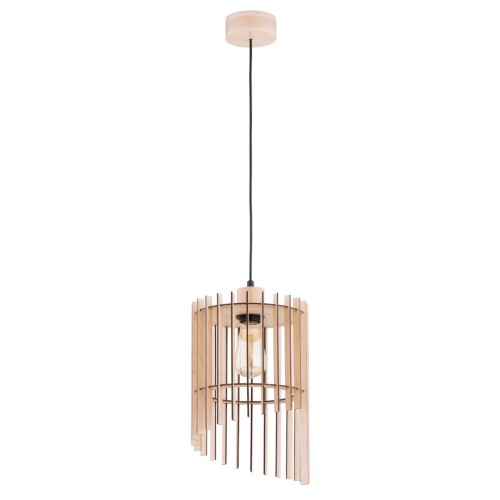 Lampa wisząca Solana 61367 Alfa 1xE27 LED Drewno/Tworzywo Jasne Drewno - Czarny