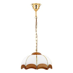 Lampa wisząca Sikorka 766 Alfa 1xE27 LED Metal/Drewno Złoty - Postarzane drewno