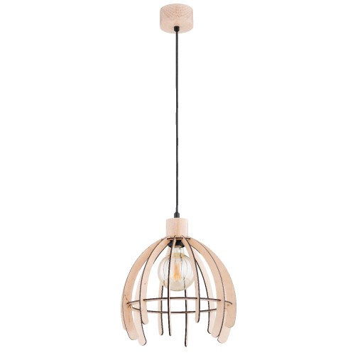 Lampa wisząca Ister 61395 Alfa 1xE27 LED Drewno/Tworzywo Czarny - Jasne Drewno