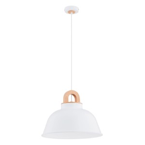 Lampa wisząca Vayper 61346 Alfa 1xE27 LED Metal/Drewno Biały-Złoty- Jasne Drewno
