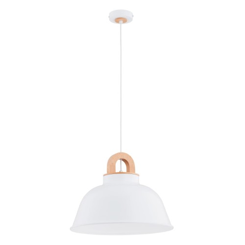 Lampa wisząca Vayper 61346 Alfa 1xE27 LED Metal/Drewno Biały-Złoty- Jasne Drewno