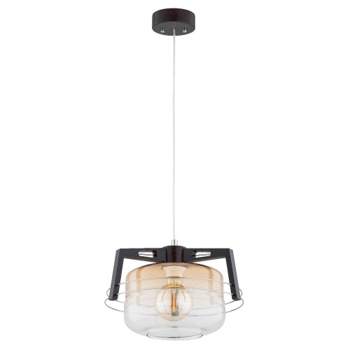 Lampa wisząca Iskar 61387 Alfa 1xE27 LED Drewno/Metal Venge - Chrom