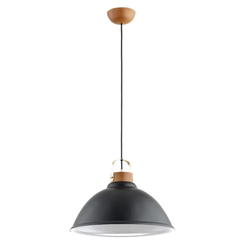Lampa wisząca Alti 61262 Alfa 1xE27 LED Metal/Drewno Czarny - Złoty - Jasne Drewno