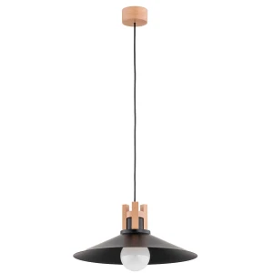 Lampa wisząca Cezus 60945 Alfa 1xE27 LED Drewno/Tworzywo Czarny - Jasne Drewno