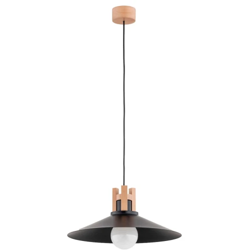 Lampa wisząca Cezus 60945 Alfa 1xE27 LED Drewno/Tworzywo Czarny - Jasne Drewno